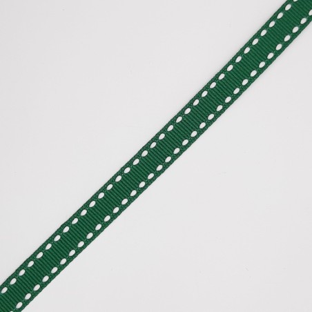 Cinta faya con pespunte de 1 cm verde decorativa