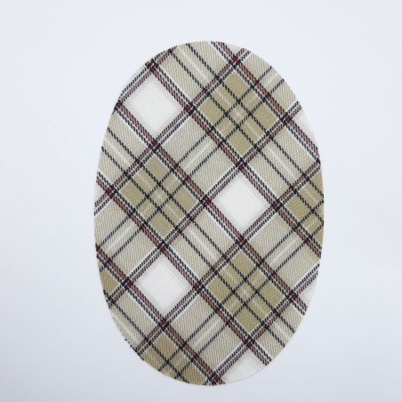 Rodillera codera cuadros escocés beige termoadhesiva