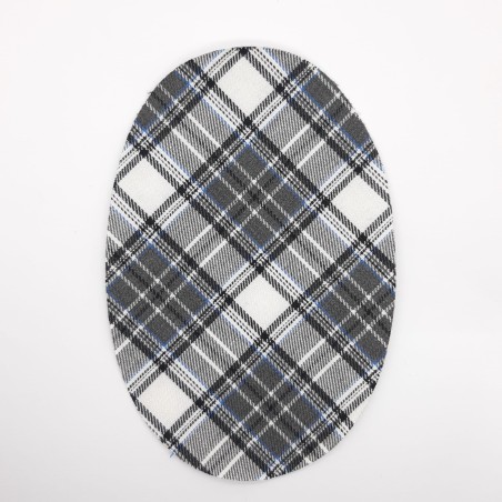 Rodillera codera cuadros escocés gris termoadhesiva