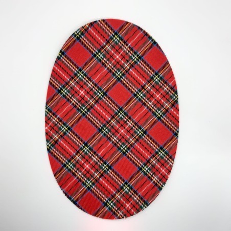 Rodillera codera cuadros escocés rojo termoadhesiva
