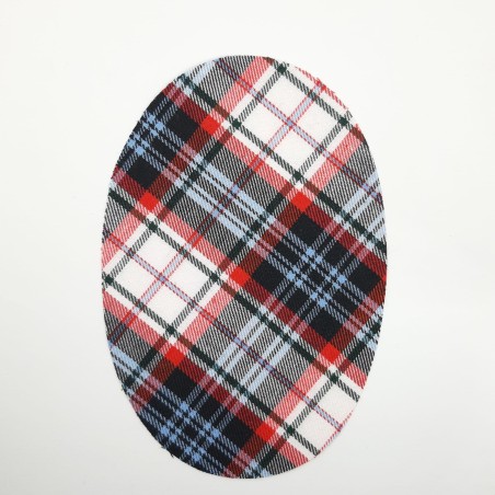 Rodillera codera cuadros escocés azul termoadhesiva