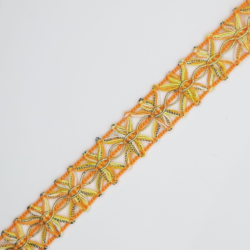 Pasamanería galón lana mezcla colores naranja 1,5 cms 