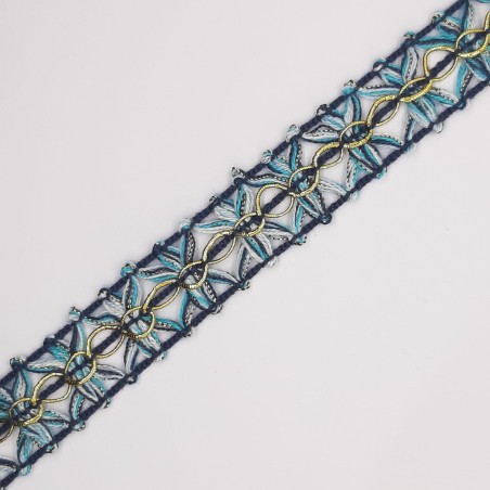 Pasamanería galón lana mezcla colores azul 1,5 cms 