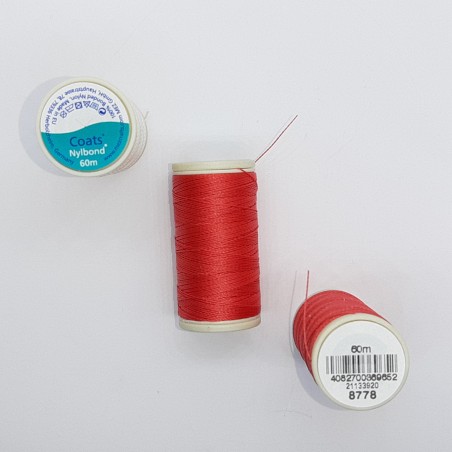 Hilo Coats Nylbond extrafuerte y elástico para coser color 8778 rojo 