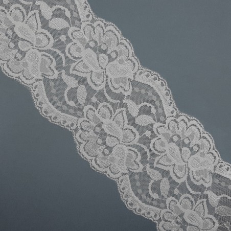 Entredos encaje elástico blanco floral rematado en puntas especial lencería