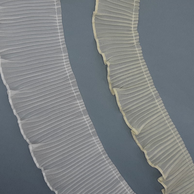 Volante plisado organza blanco