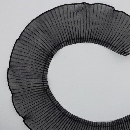 Volante plisado organza negro de 5 cms y 8 cms