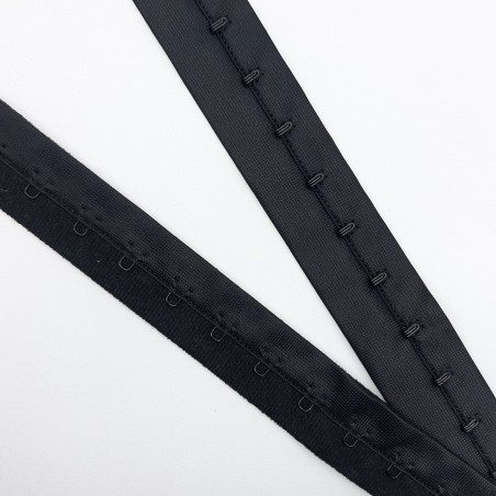 Cinta corchetera una fila negra para lencería y corsetería 