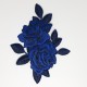 Aplicación bordada termoadhesiva floral azulón
