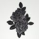 Aplicación bordada termoadhesiva floral gris