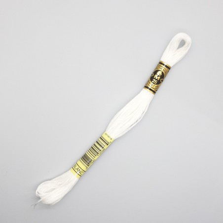 Madeja hilo Mouliné DMC  para bordar a punto de cruz de 6 hebras color blanc