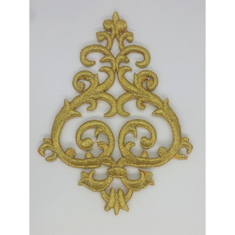 Aplicación bordada dorada termoadhesiva. 