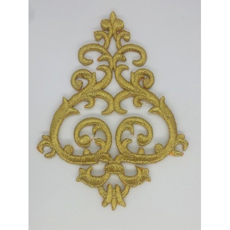 Aplicación bordada dorada termoadhesiva. 