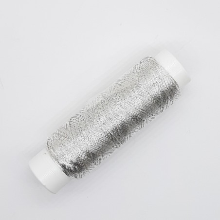 Bobina hilo metalizado para bordar plata de 100 metros C/34