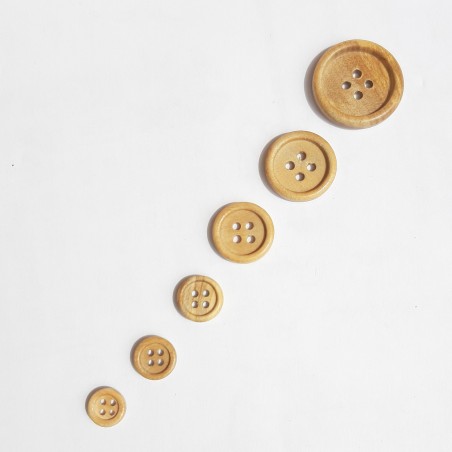 Botón madera natural 4 agujeros 