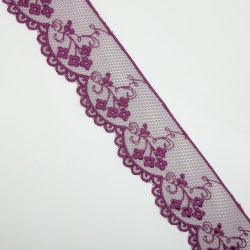 Encaje tul bordado con flores camel y rosa  2