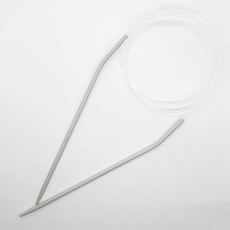Aguja circular de aluminio con cable 80 cms. Especial para tricotar