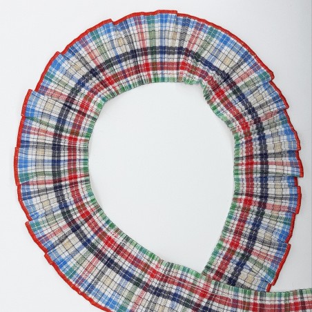 Volante plisado cuadros color rojo 4 cms 