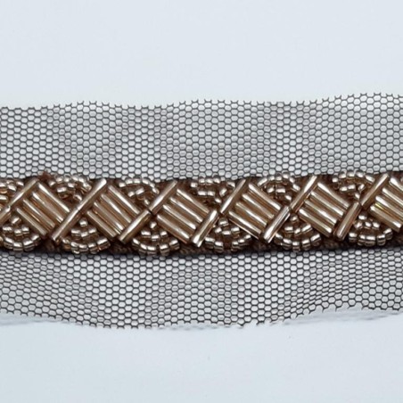 Tira pasamanería abalorios cobre