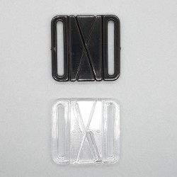 Broche bikini y sujetador de plástico negro y transparente  2