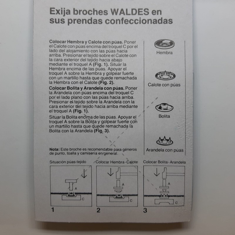 Broche presión color perla Waldes