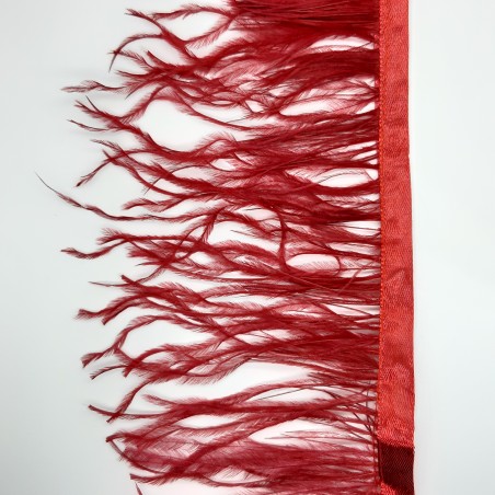 Fleco plumas avestruz color burdeos de 10 cms 