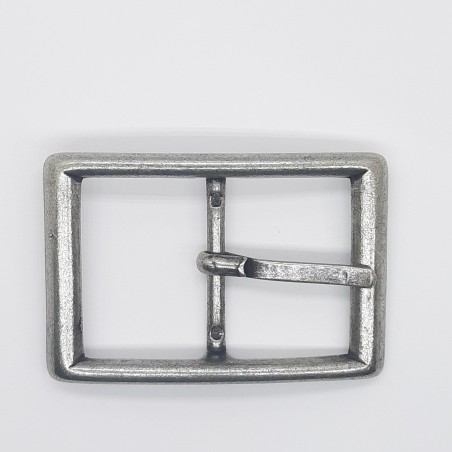 Hebilla metálica rectangular plata vieja de 3 cms 