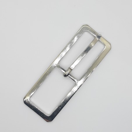 Hebilla metálica rectangular alargada 2 x 7,5  cms plateada 