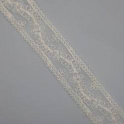 Juego entredos y tira bordada organza color marfil especial ceremonias