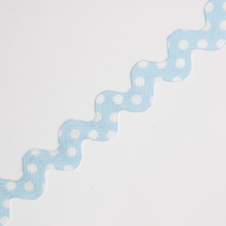 Cinta ondulina de lunares de 15 mm color celeste