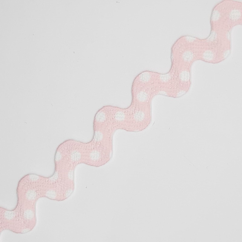 Cinta ondulina de lunares de 15 mm color rosa