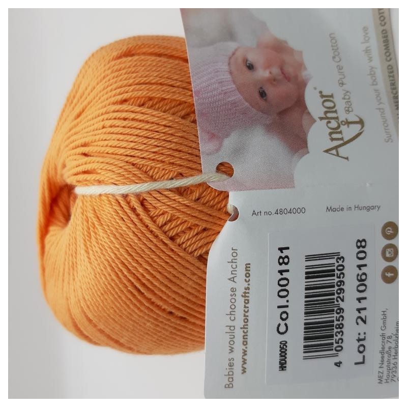 Ovillo Anchor 100% algodón. Hilo perlé mate para prendas delicadas de bebe.