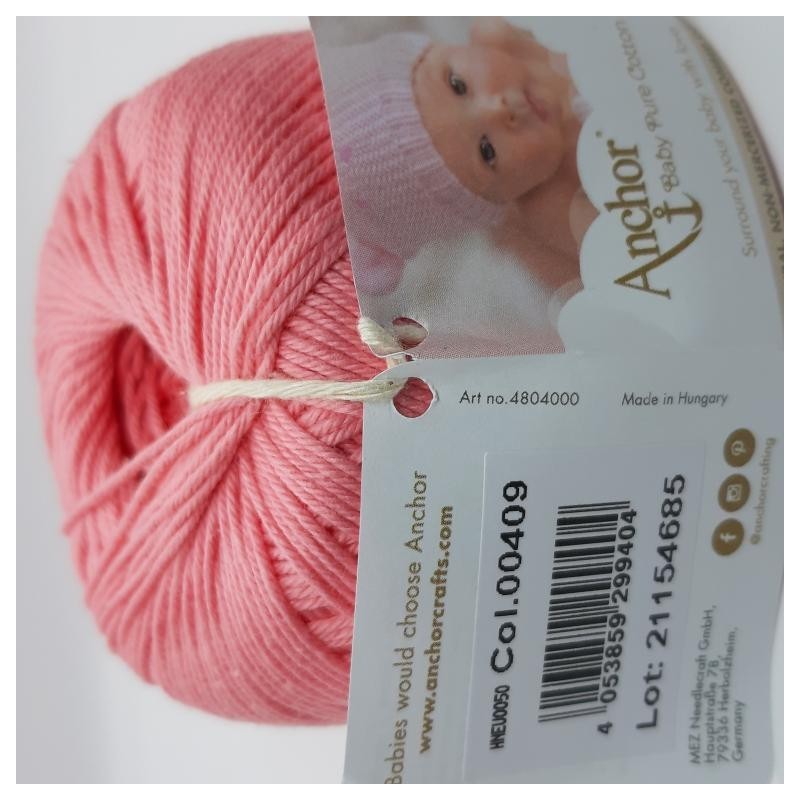 Ovillo Anchor 100% algodón. Hilo perlé mate para prendas delicadas de bebe.