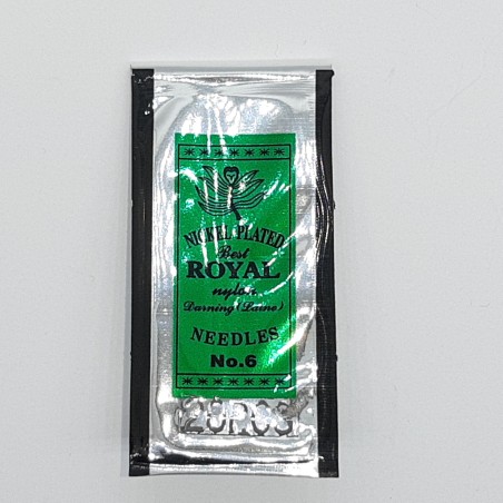 Sobre de 20 agujas finas largas de ojo dorado Royal del número 6, especial para zurcir y coser todo tipo de tejidos