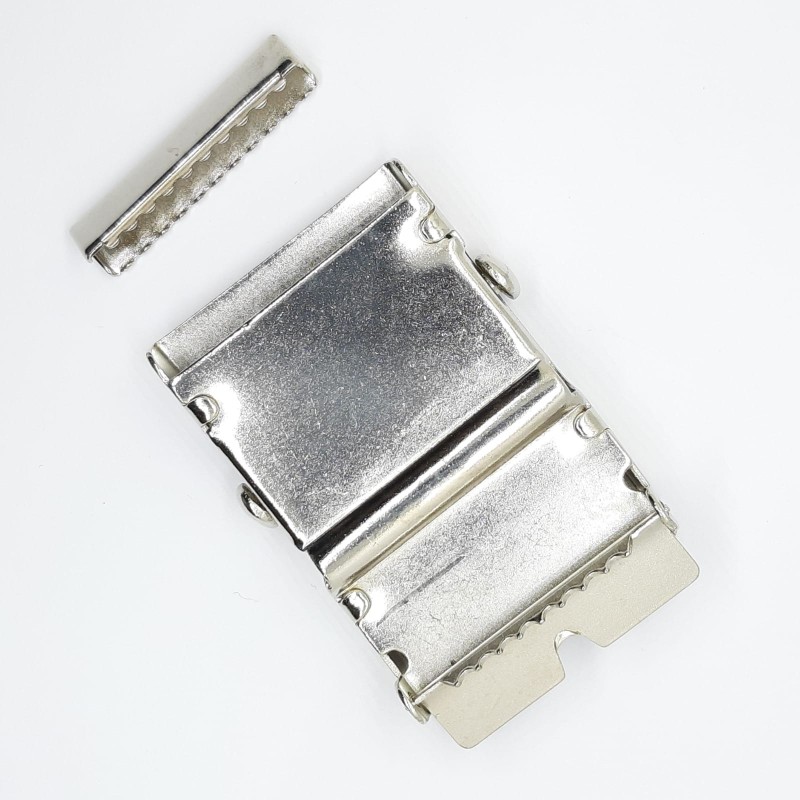 Hebilla cierre americano de 4 cms plata para cinturón 