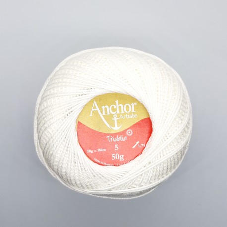 Ovillo Nº 5 blanco hilo Tridalia crochet - ganchillo 50 gramos