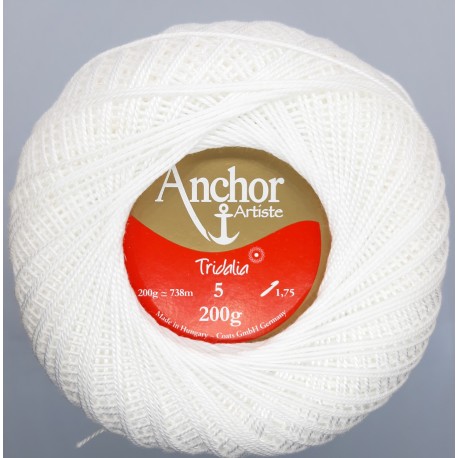 Ovillo Nº 5 blanco hilo Tridalia crochet - ganchillo 200 gramos