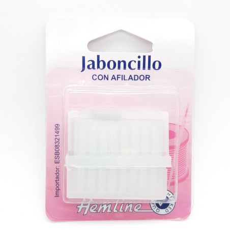 Jaboncillo con afilador Hemline. Tiza para marcar prendas.