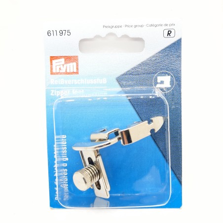 Pie prensatelas de cremalleras Prym para máquinas de coser.