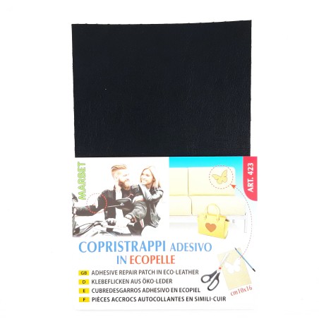 Cubre rasgados adhesivos en piel de color camel para prendas y accesorios.