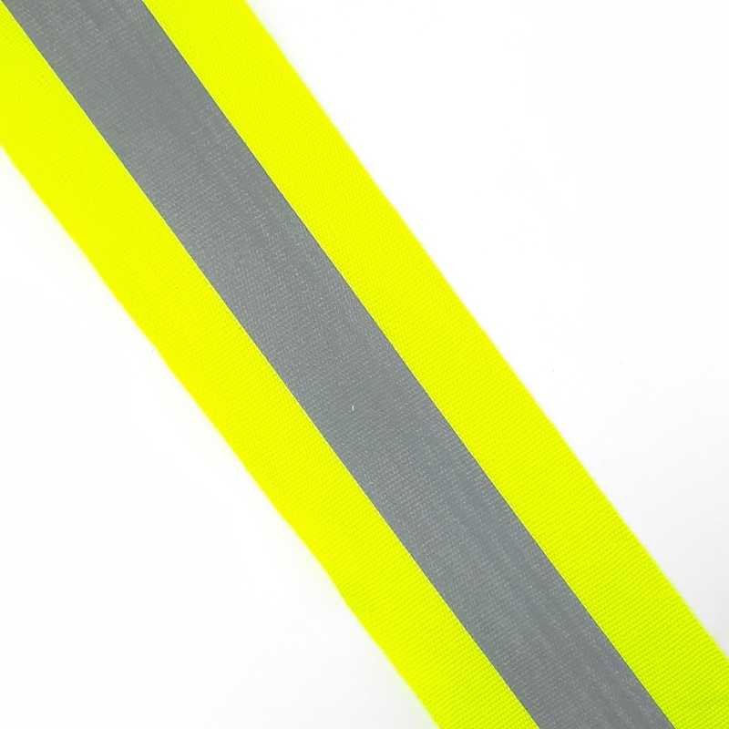 Cinta reflectante filos fluorescente 5 cms para coser. Especial para la visibilidad nocturna.