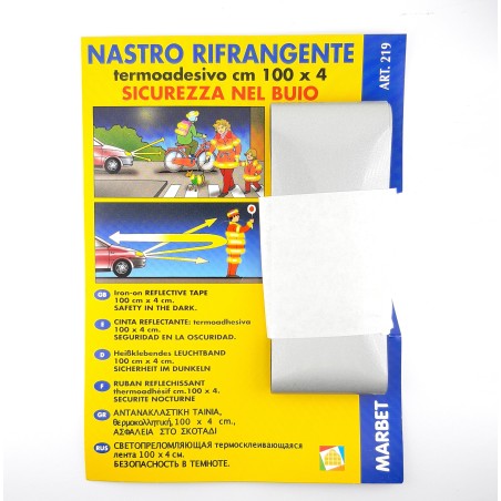 Cinta reflectante termoadhesiva de 4 cms. Seguridad en la oscuridad.