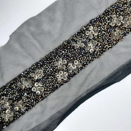 Pasamanería fantasía de cristal negro irisado. 