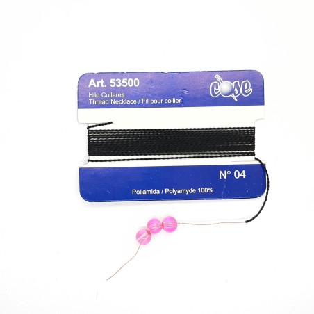 Hilo con alambre para enfilar collares de 1,90 metros de color negro.