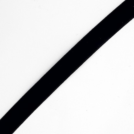 Cinta decorativa de terciopelo elástica negra de 1 cm.