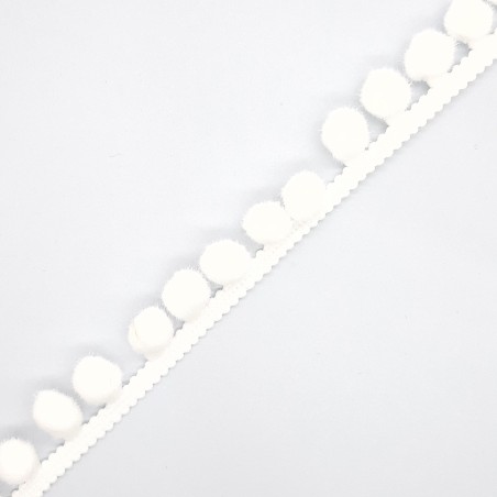 Fleco madroño decorativo color blanco de 1,5 cms. 