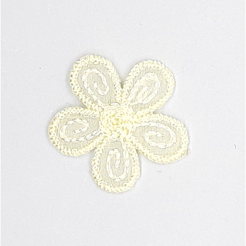 Aplique flor decorativa termoadhesiva de 2,5 cms color crudo