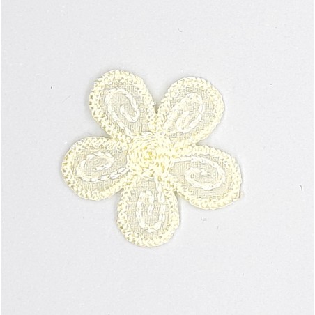 Aplique flor decorativa termoadhesiva de 2,5 cms color crudo