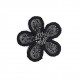 Aplique flor decorativa termoadhesiva de 2,5 cms color negro