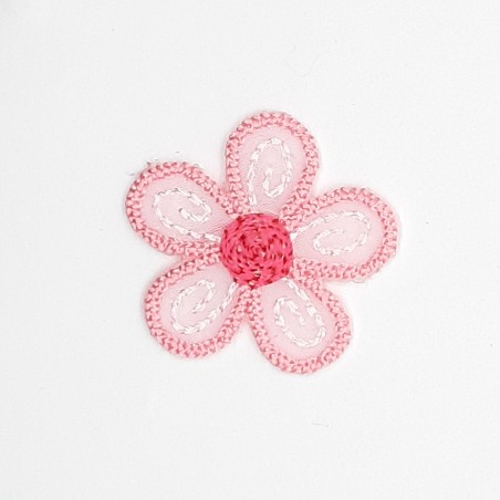 Aplique flor decorativa termoadhesiva de 2,5 cms color rosa